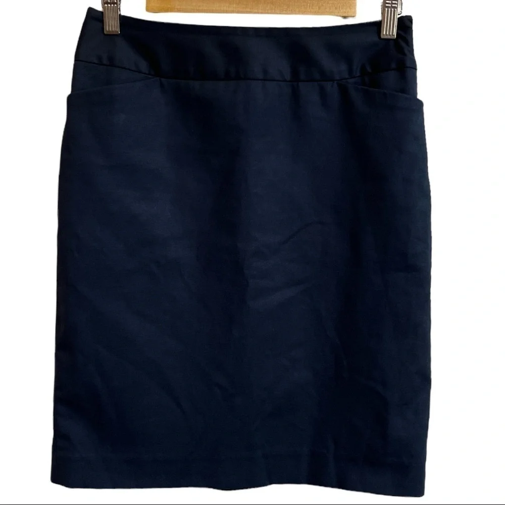 SUSINA WOMEN’S PENCIL SKIRT NAVY BLUE SIZE ZIPPER SLIT‎ BACK SIZE 2